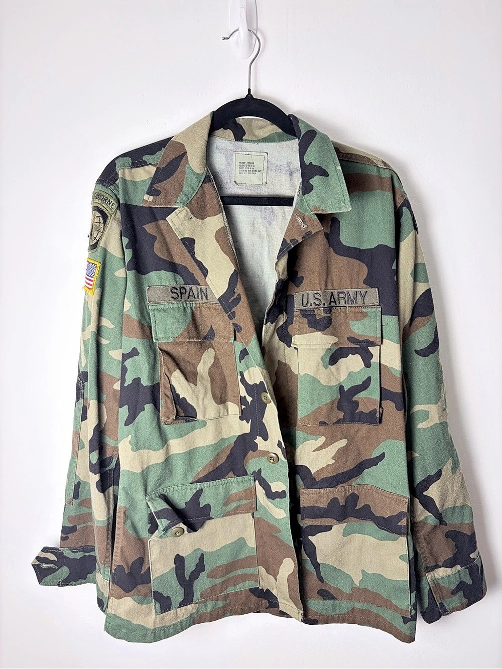 PABLO Woodland Camo Military BDU Jacket Patches Men’s Medium Regular